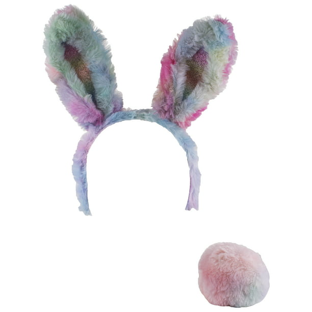 Sequins Plush Fluffy Bunny Rabbit Ears LED Headband Easter Up Dress Costume I1L0 